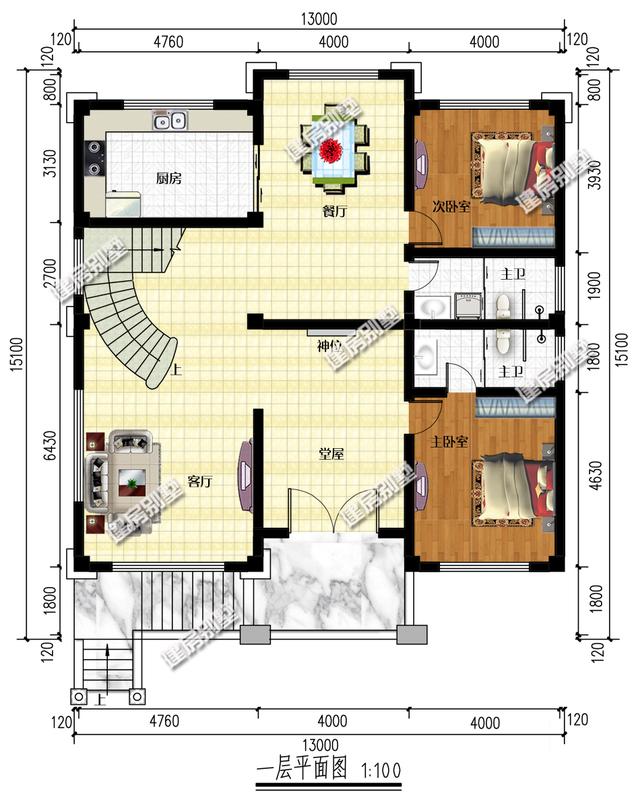 13x15.1地下车库四层别墅，客厅挑空设计，美轮美奂