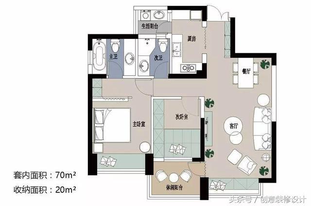 16W装70㎡混搭两居，只要会收纳，生活照样可以更舒适精致！