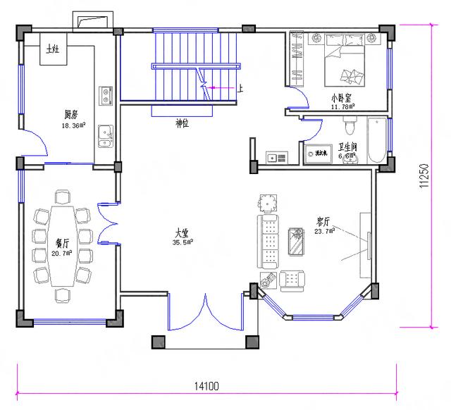 60万3厅7卧14×11带大堂康乐室套间四层别墅（附全套施工图）