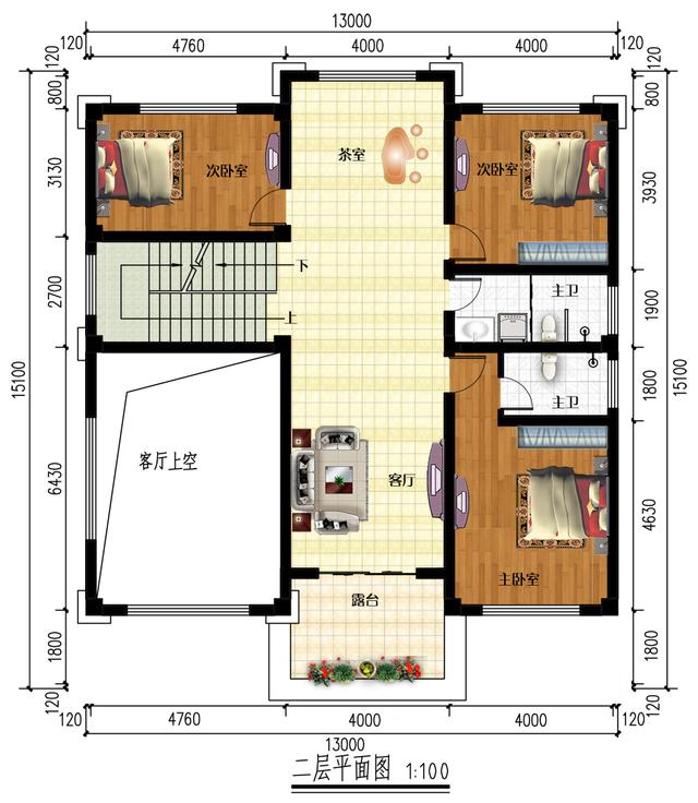 13x15.1地下车库四层别墅，客厅挑空设计，美轮美奂