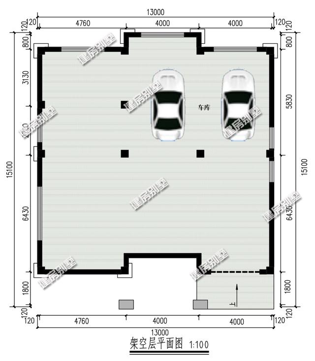 13x15.1地下车库四层别墅，客厅挑空设计，美轮美奂