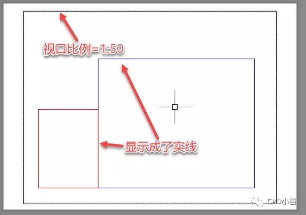 为什么模型空间设置好的虚线到布局显示为实线？