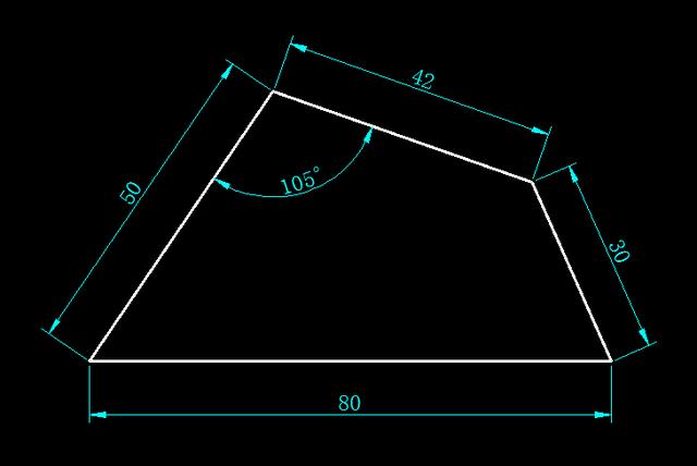 CAD练习题；已知四边长度和一个角，检验你水平的题目