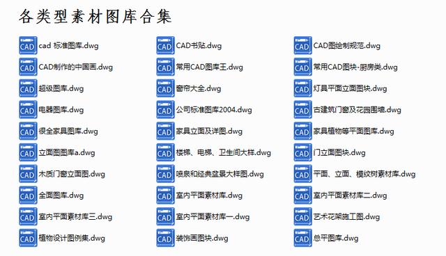 CAD家装常用图块图库大全 学室内家装设计必备资料