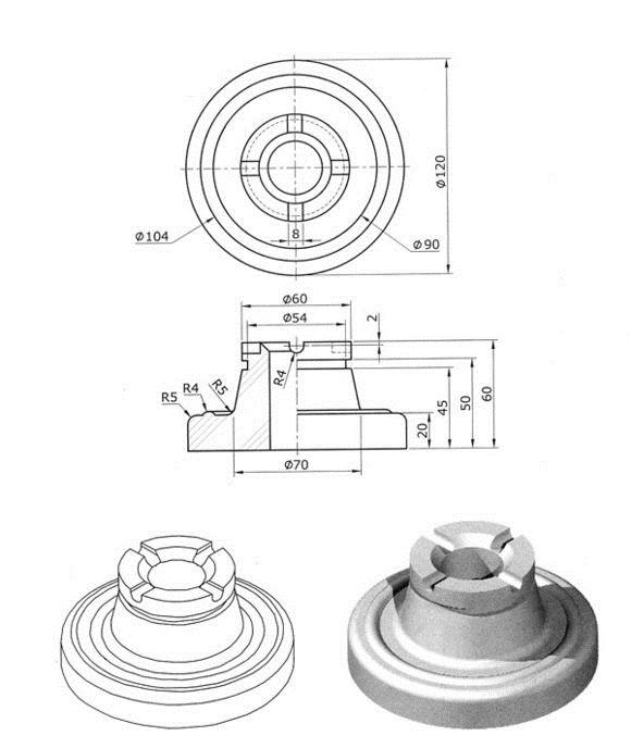 CAD3D练习图纸，有兴趣的朋友可以绘制下