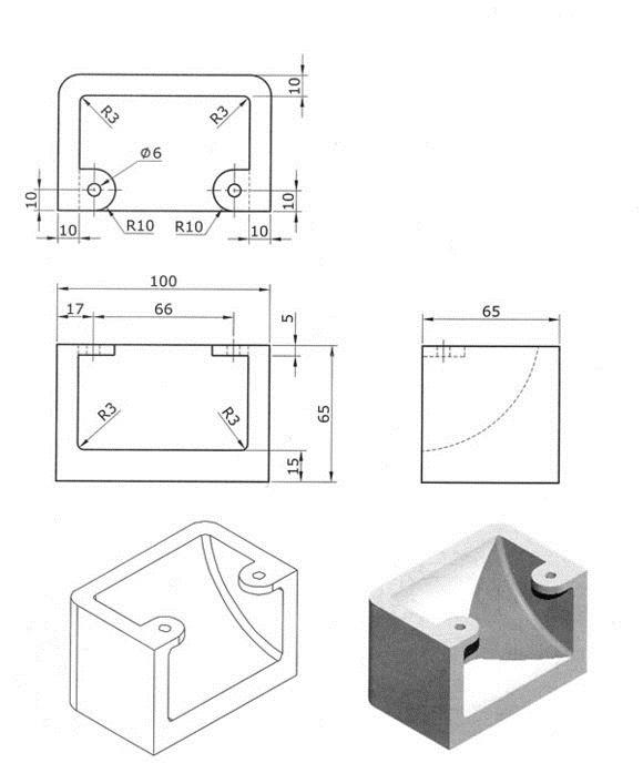 CAD3D练习图纸，有兴趣的朋友可以绘制下