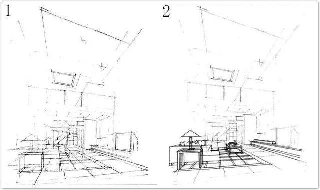 室内设计的空间感 教你室内透视线稿手绘以及客厅布置小技巧