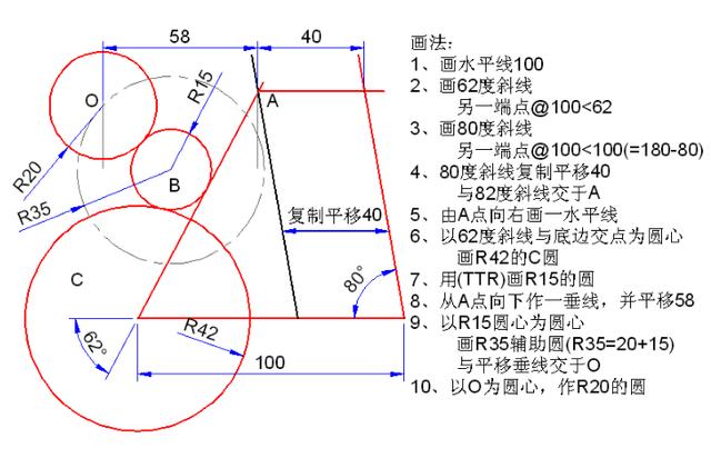 新手必收的CAD练习图，内附详细步骤教程！