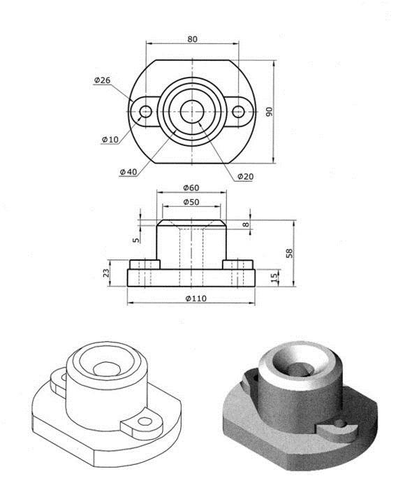 CAD3D练习图纸，有兴趣的朋友可以绘制下