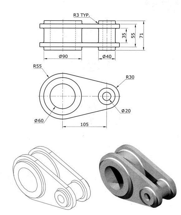 CAD3D练习图纸，有兴趣的朋友可以绘制下