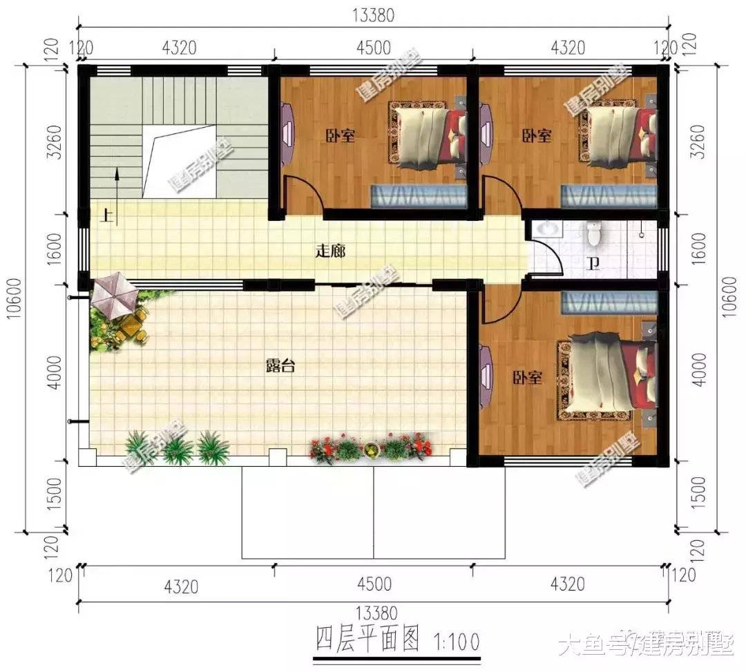 13.38×10.6米农村别墅, 美观易施工, 乃建房人的福音