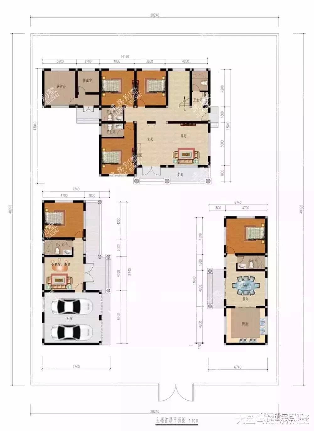 掺入现代元素的新中式合院别墅, 有钱有地建来最合适