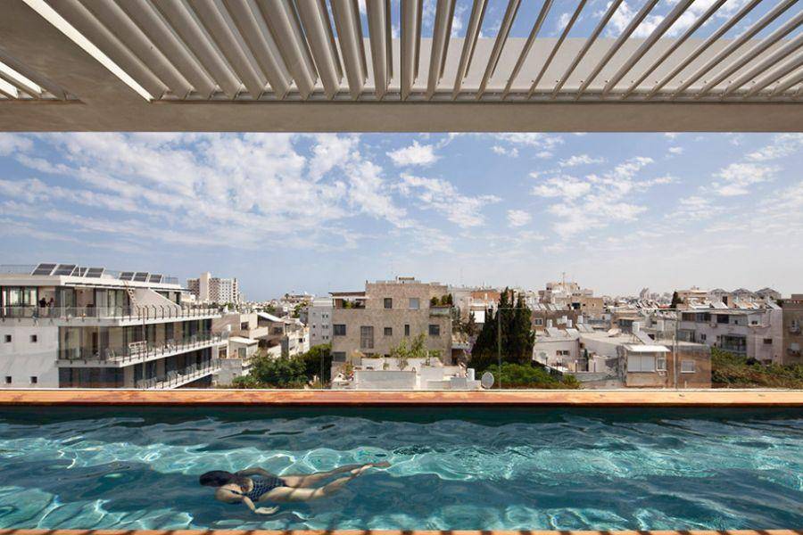 世界建筑, 以色列特拉维夫, 一座“5层”的奢华别墅, 顶部露台泳池, 超霸气