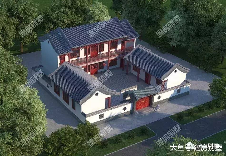 掺入现代元素的新中式合院别墅, 有钱有地建来最合适