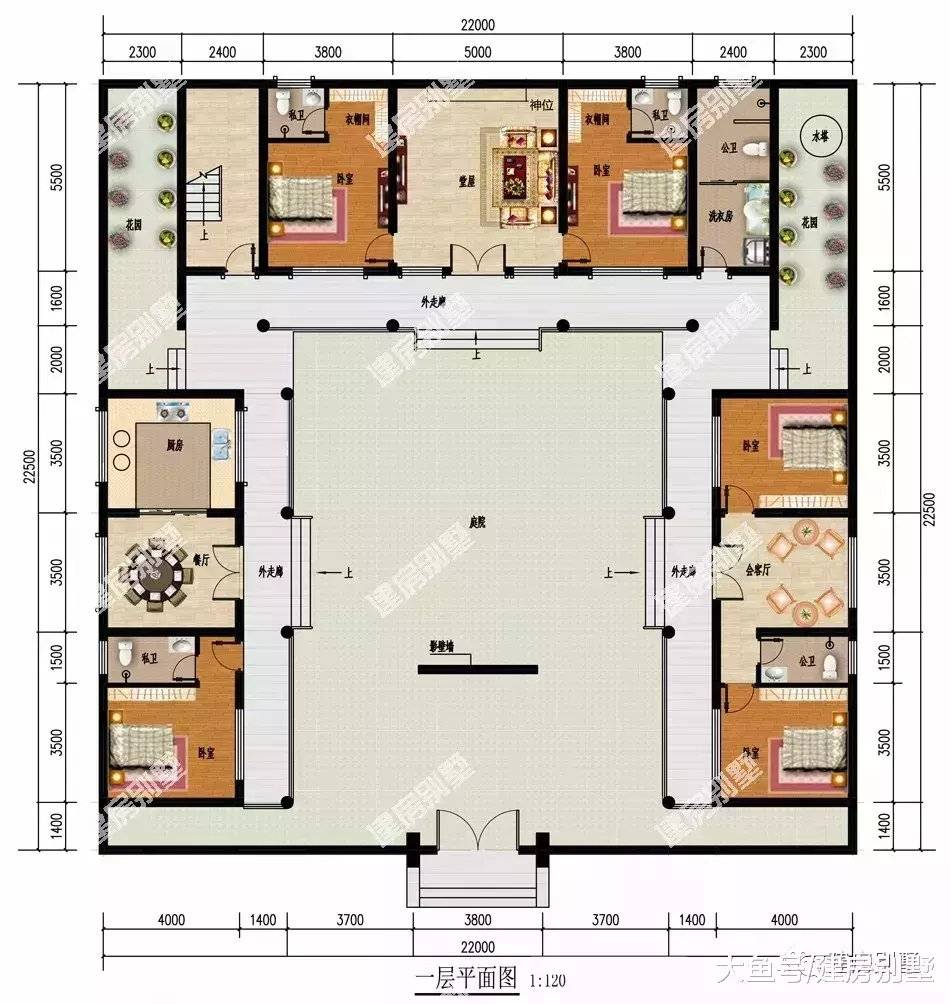 掺入现代元素的新中式合院别墅, 有钱有地建来最合适